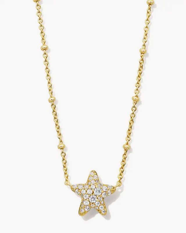 Jae Star Pave Pendant Necklace Gold White Crystal