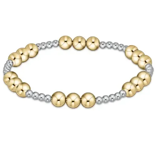 Classic Joy Pattern 6mm Bead Bracelet Mixed Metal