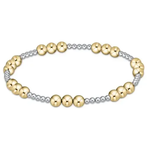 Classic Joy Pattern 5mm Bead Bracelet Mixed Metal
