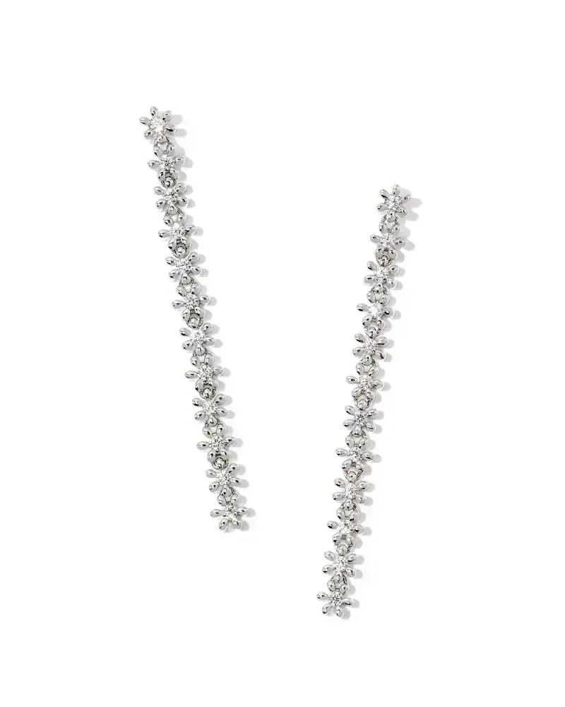 Nydia Rhodium Linear Earring White Crystal