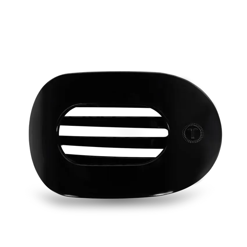 Large Flat Round Clip Jet Black