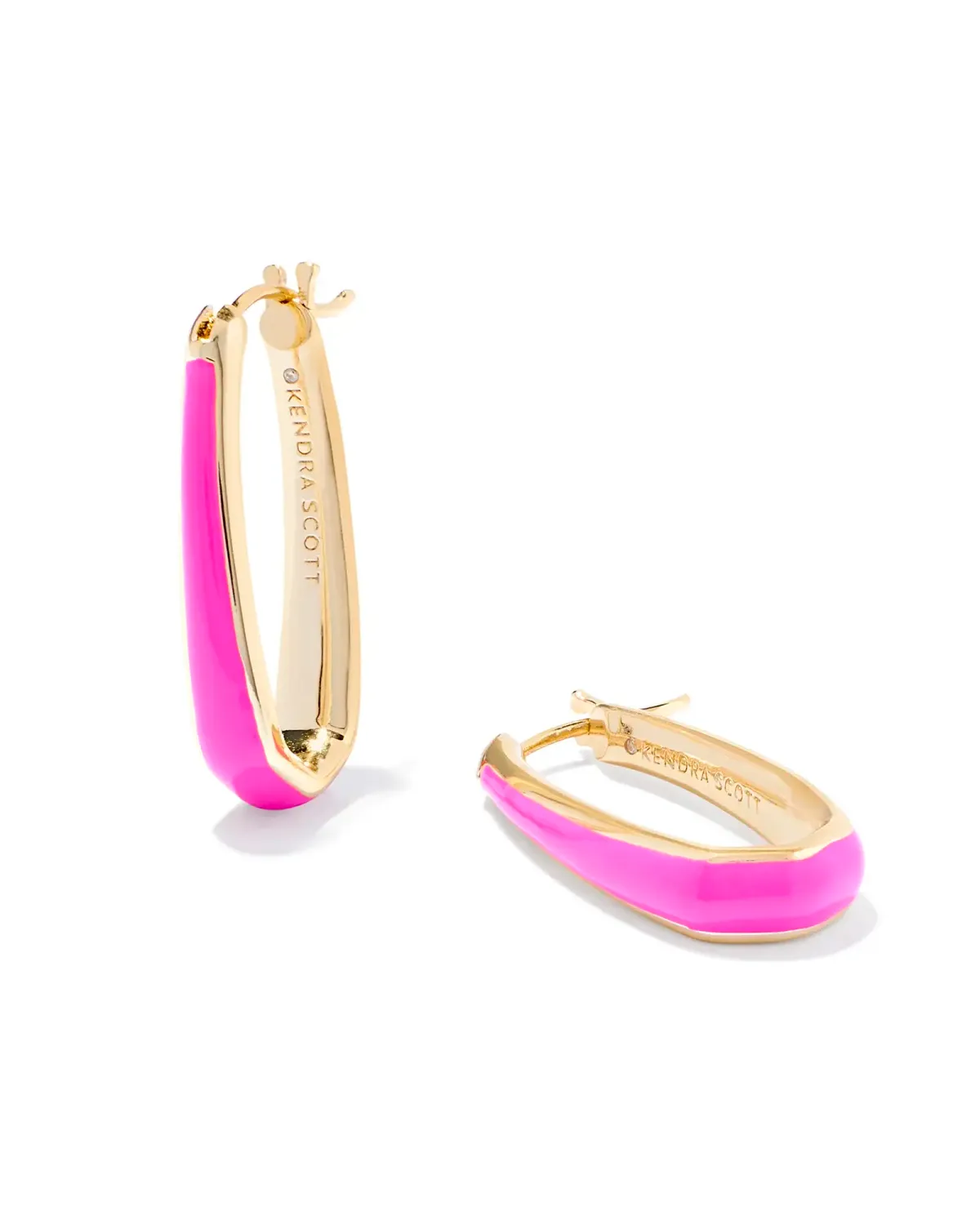 Kelsey Hoop Earring Gold Pink Enamel