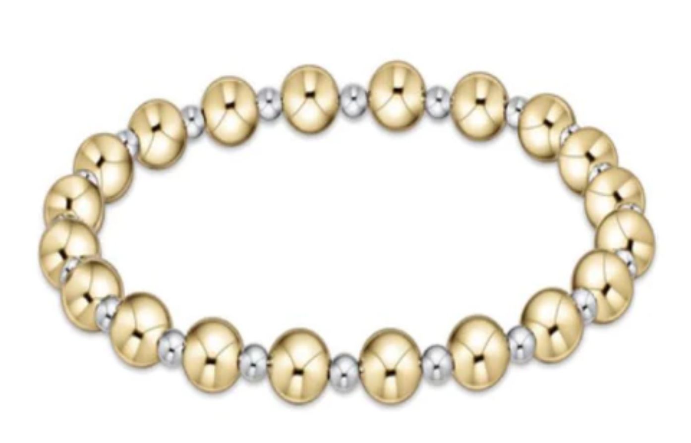 Classic Grateful Pattern 6mm Bead Bracelet Mixed Metal