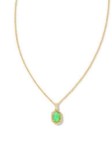 Daphne Framed Pendant Necklace Gold Bright Green Opal