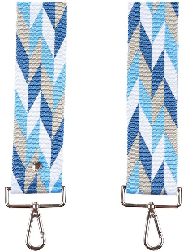 Pom Pom Strap Blue &amp; White Harlequin