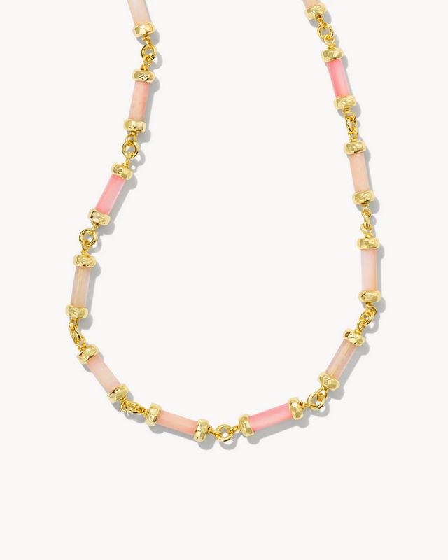 Gigi Strand Necklace Gold Pink Mix