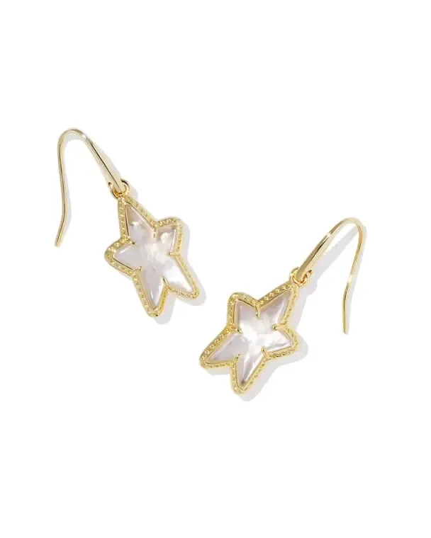 Ada Star Small Drop Earrings Gold Ivory MOP