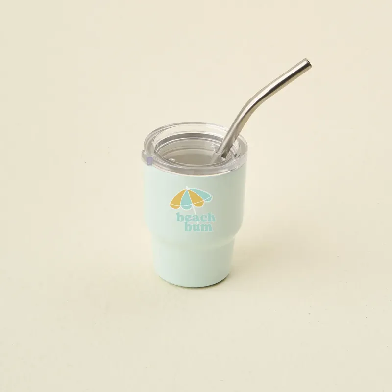2 oz Tiny Tumbler w/ Straw Beach Bum