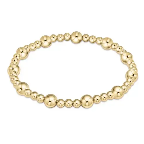 Extends Classic Sincerity Pattern 6MM Bead Bracelet Gold 7.5&quot;