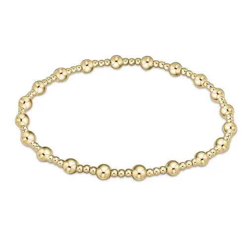 Extends Classic Sincerity Pattern 4MM Bead Bracelet Gold 7.25&quot;