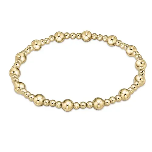 Extends Classic Sincerity Pattern 5MM Bead Bracelet Gold 7.25&quot;