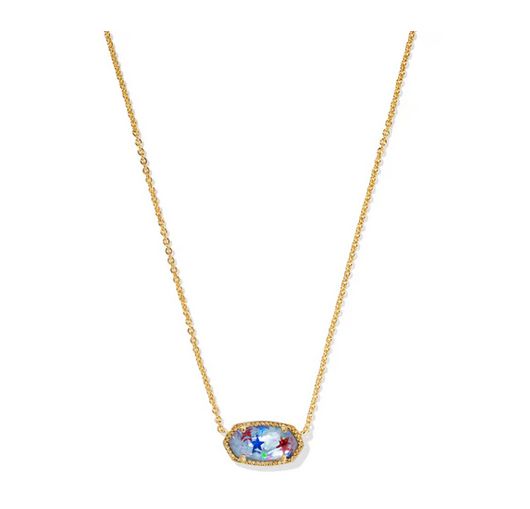 Elisa Necklace Gold Red White Blue Illusion