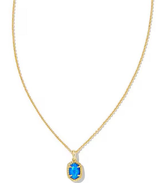 Daphne Framed Pendant Necklace Gold Bright Blue Opal
