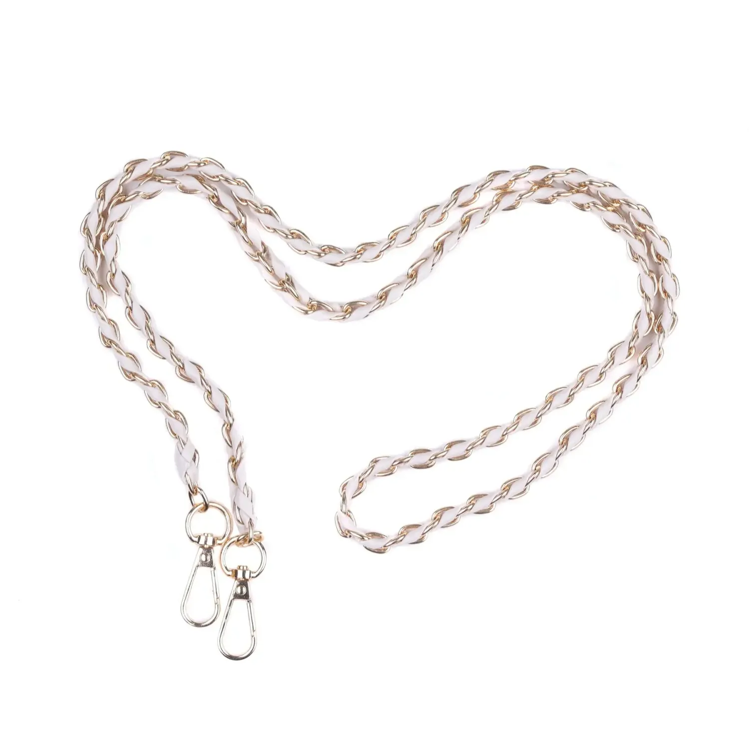 Pom Pom Strap Gold Chain Stone Weave