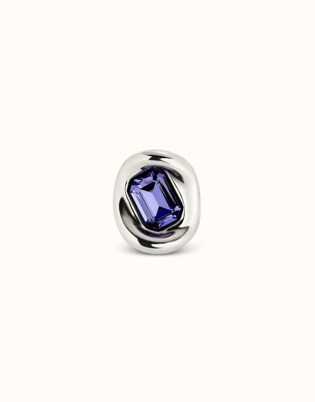 Ser Brave Sterling silver-plated ring with purple crystal Size 7.5 US
