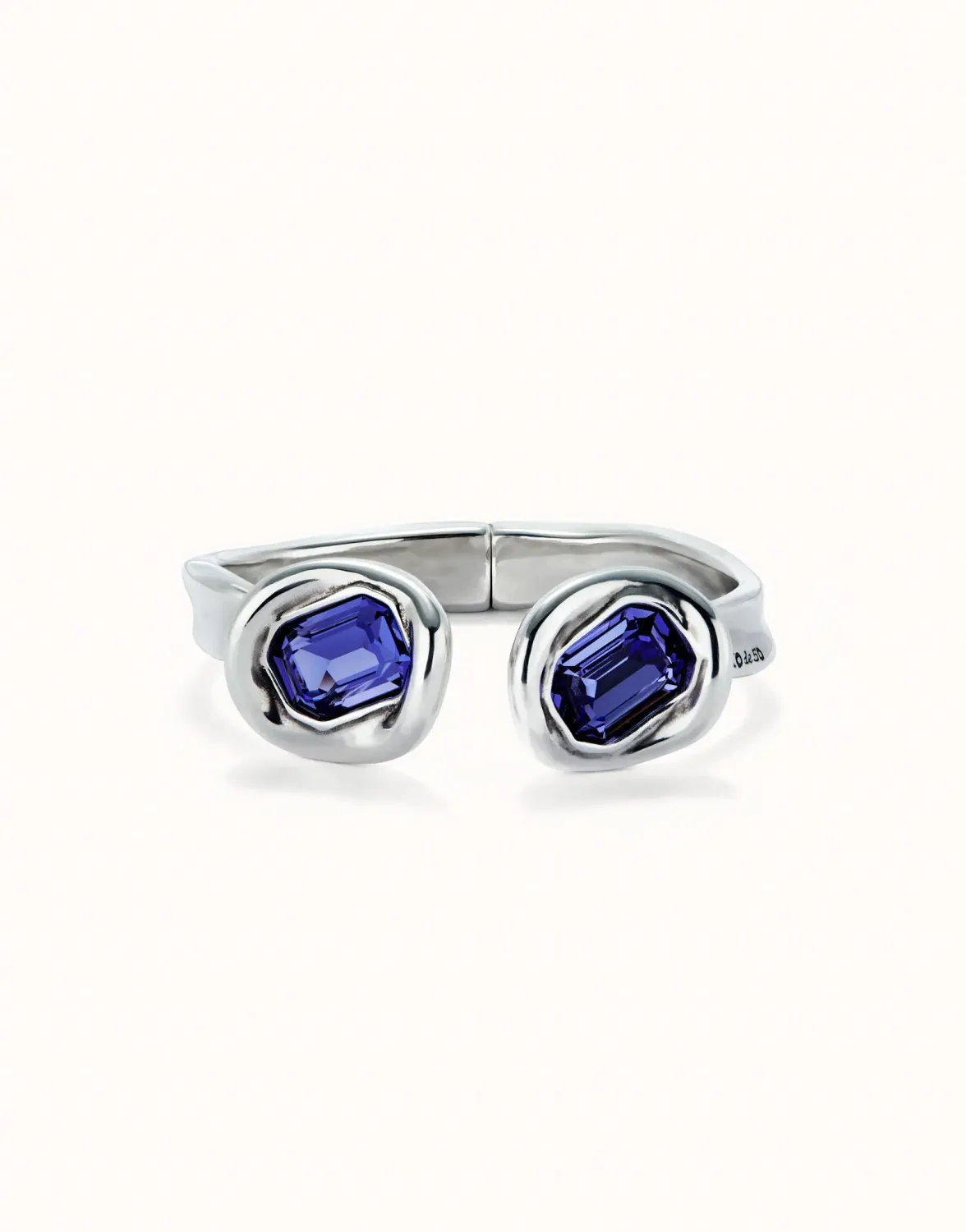 Ser Brave Rigid sterling silver-plated bracelet with two purple crystals