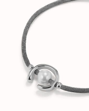 Ser Diferente Gray Cord Silver w/Pearl Bracelet