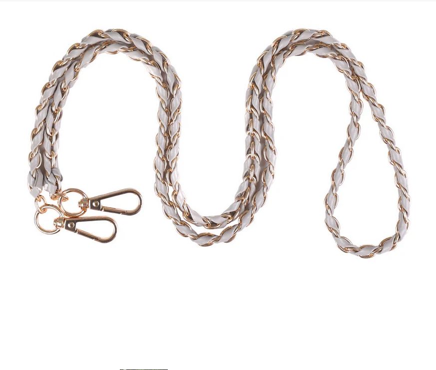 Pom Pom Strap Gold Chain Winter Grey Weave