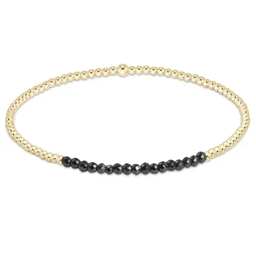 Gold Bliss 2mm Beaded Bracelet- Faceted Hematite