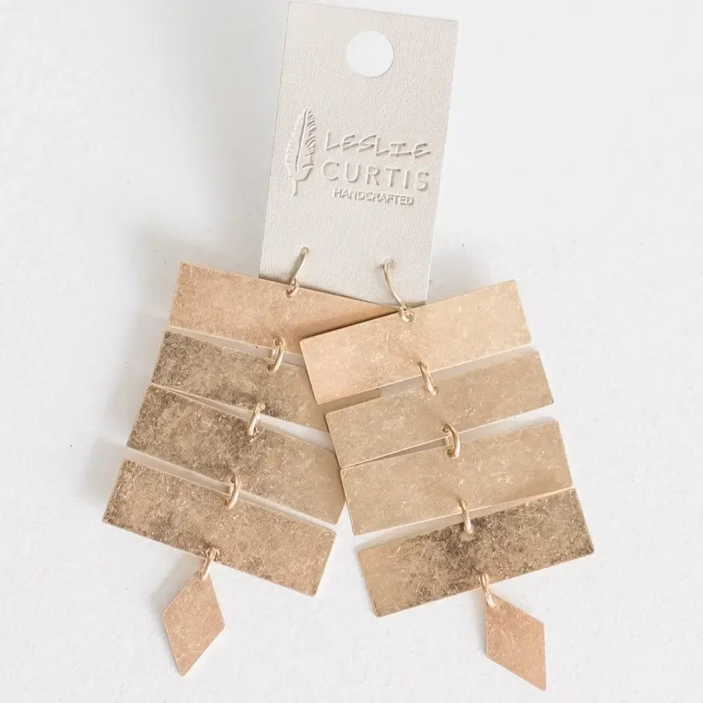 Nellie Stacked Geometric Gold Earrings 2.5 in
