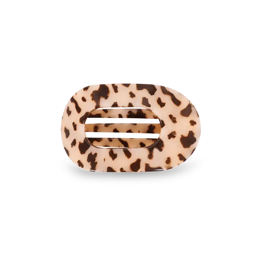Small Flat Round Clip Blonde Tortoise