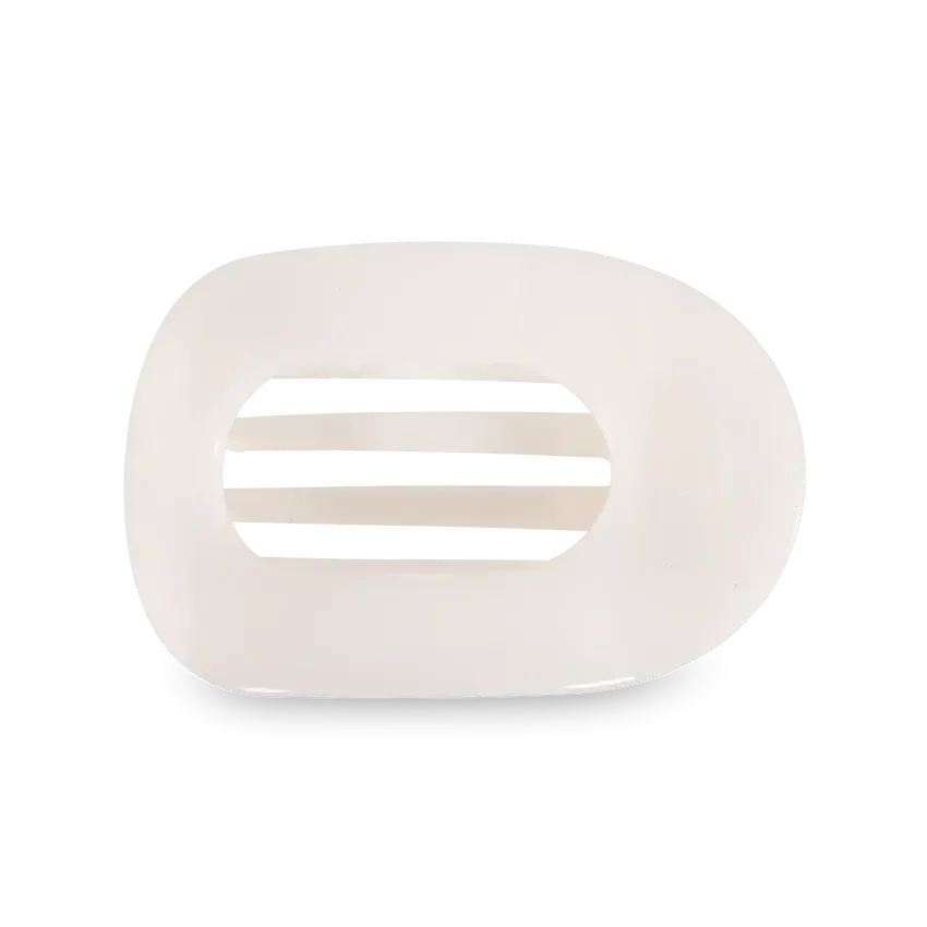 Large Flat Round Clip Coconut White