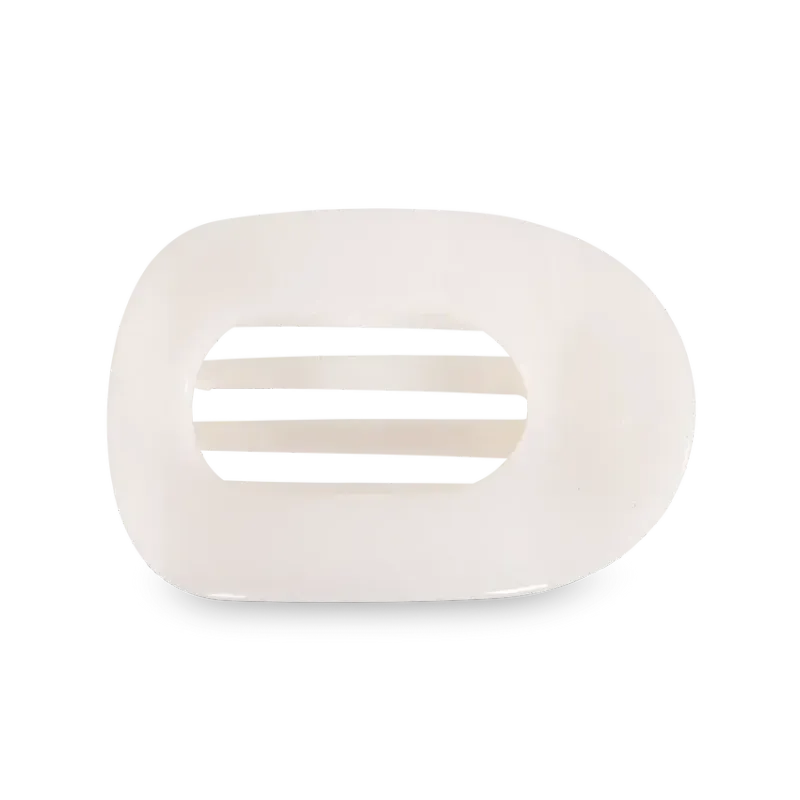 Large Flat Round Clip Coconut White