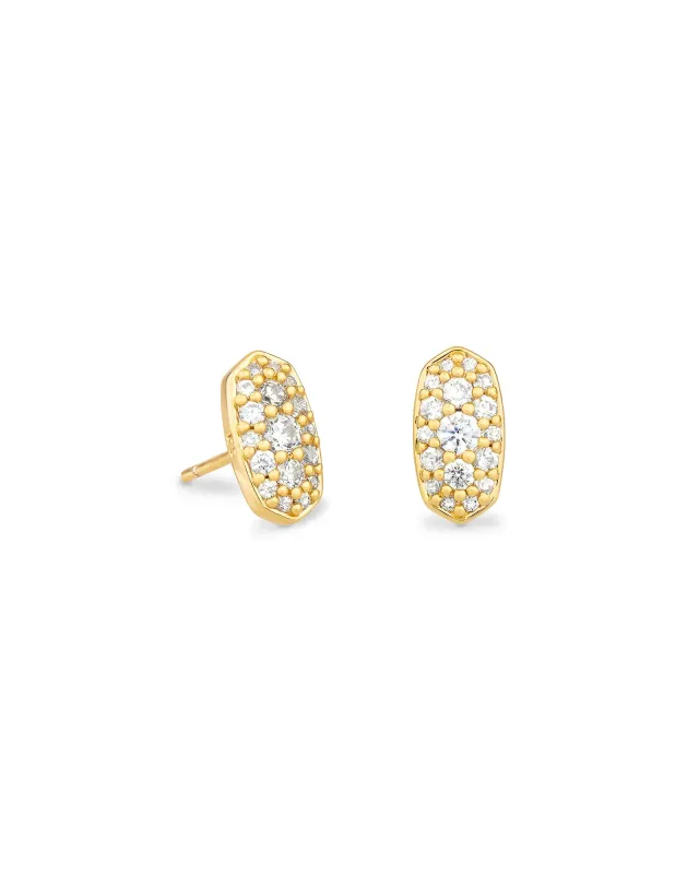 Grayson Crystal Stud Earring Gold Metal White CZ