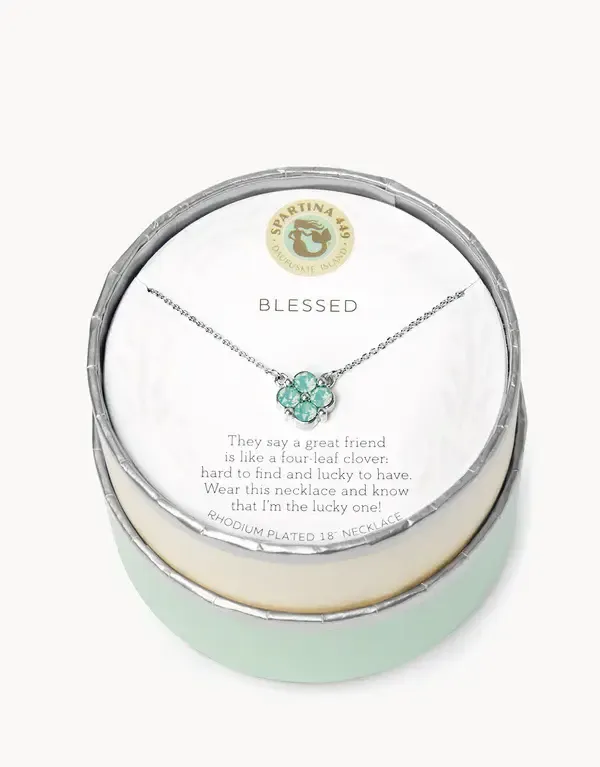 Sea La Vie Necklace 18&quot; Blessed/Crystal Clover Silver