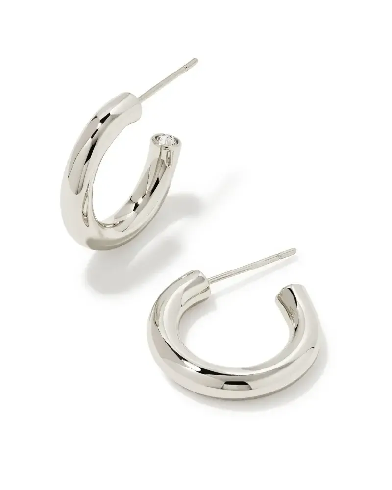 Colette Huggie Ear Hoop Rhodium Metal