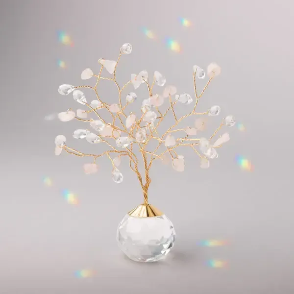 Suncatcher Tree of Life Rose Quartz/Love/Gold