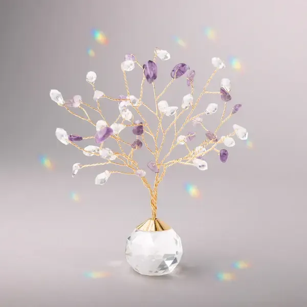 Suncatcher Tree of Life Amethyst/Protection/Gold