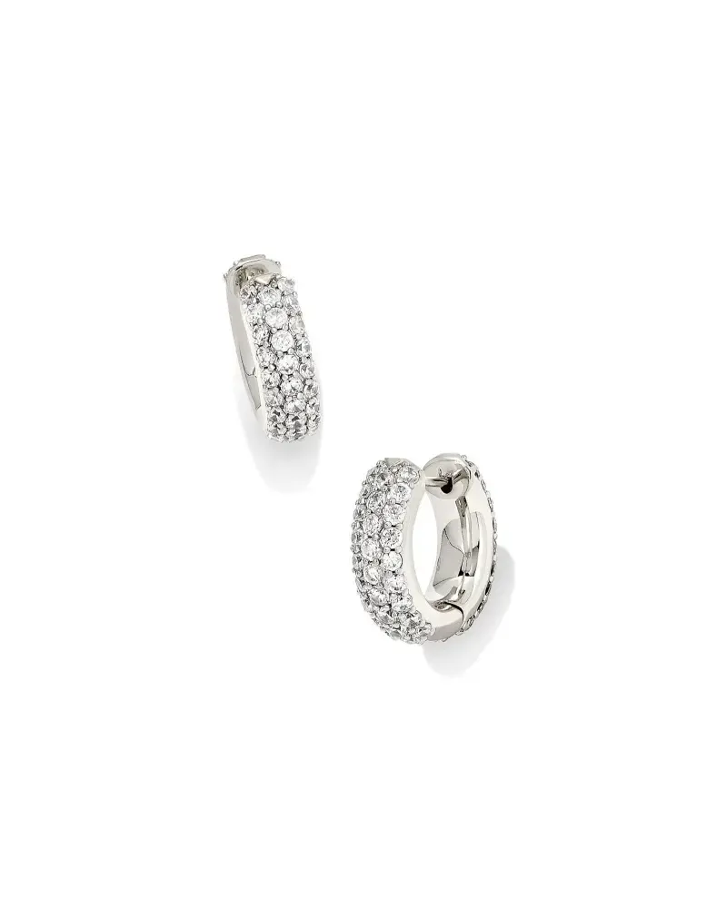 Mikki Pave Huggie Earring Rhodium Metal