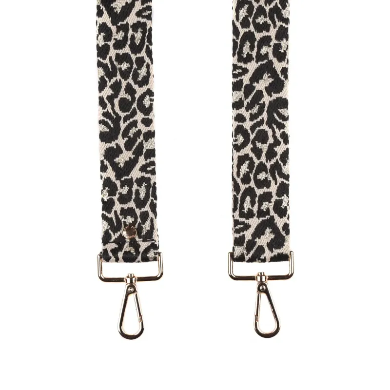 Pom Pom Strap Black &amp; Gold Leopard