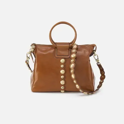 Sheila Medium Satchel Truffle w/ Brass Studs