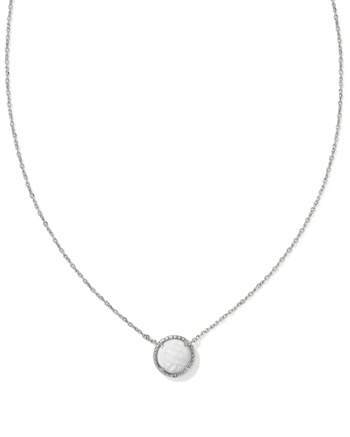Volleyball Short Pendent Necklace Rhodium White MOP
