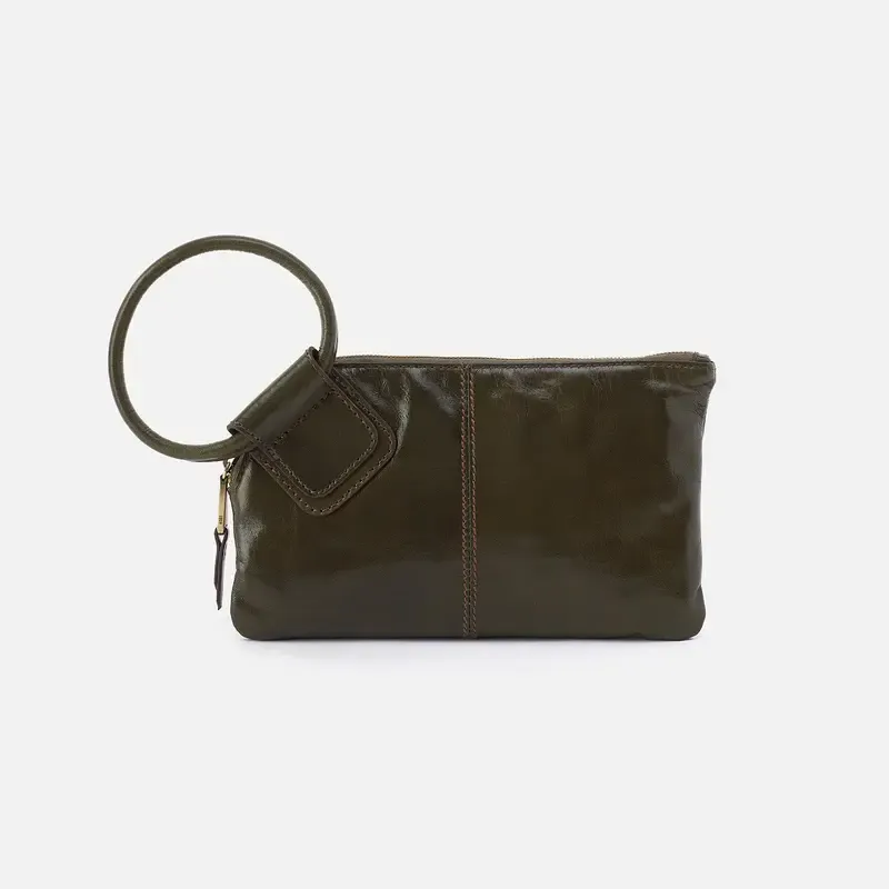 Sable Wristlet Leather Bag Deep Moss
