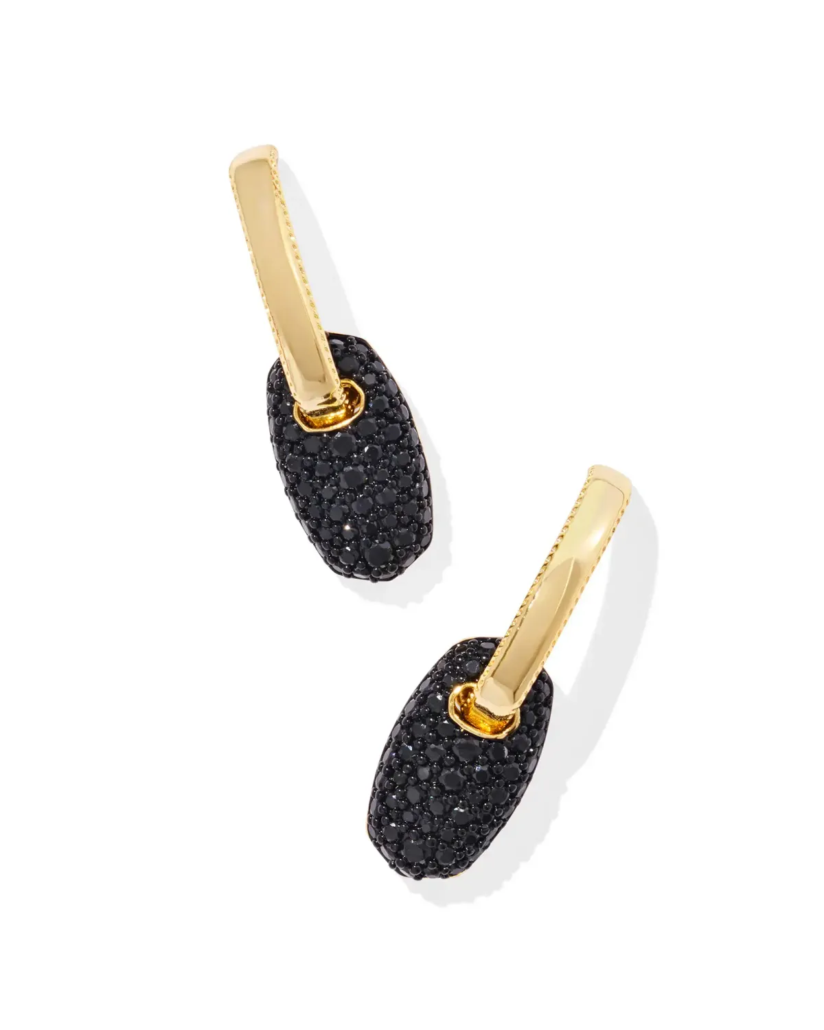 Bailey Pave Huggie Earrings Gold Black Crystal