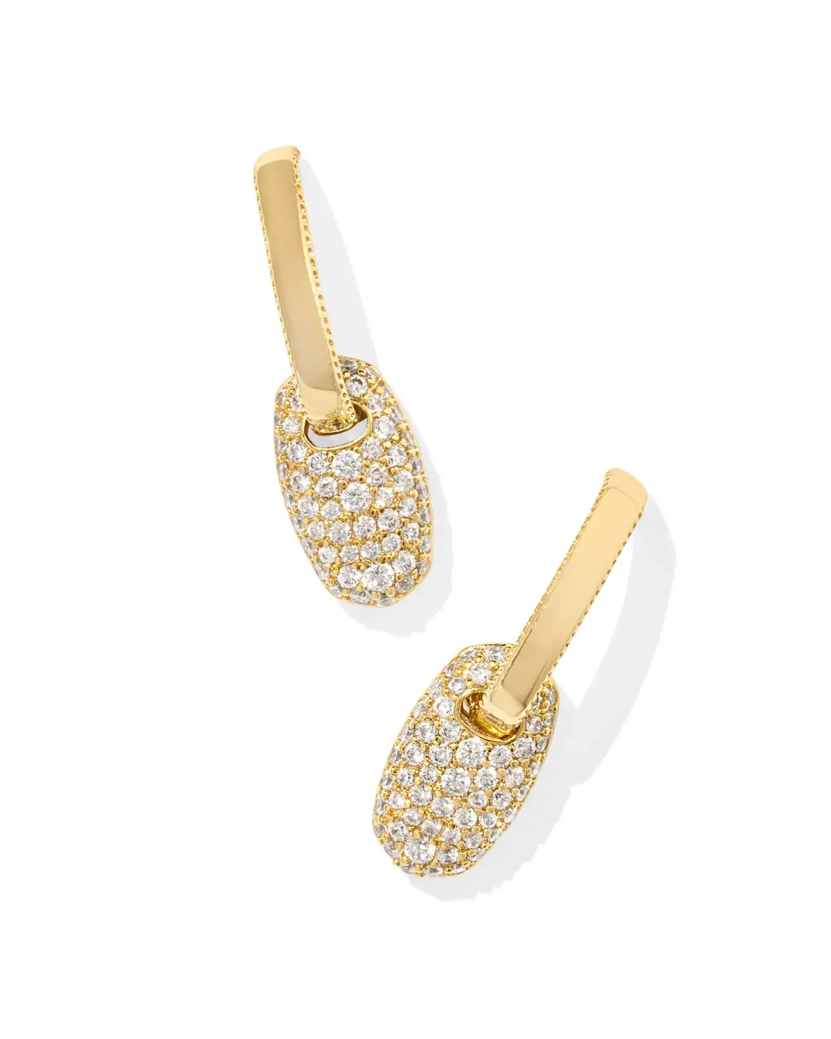 Bailey Pave Huggie Earrings Rhodium White Crystal