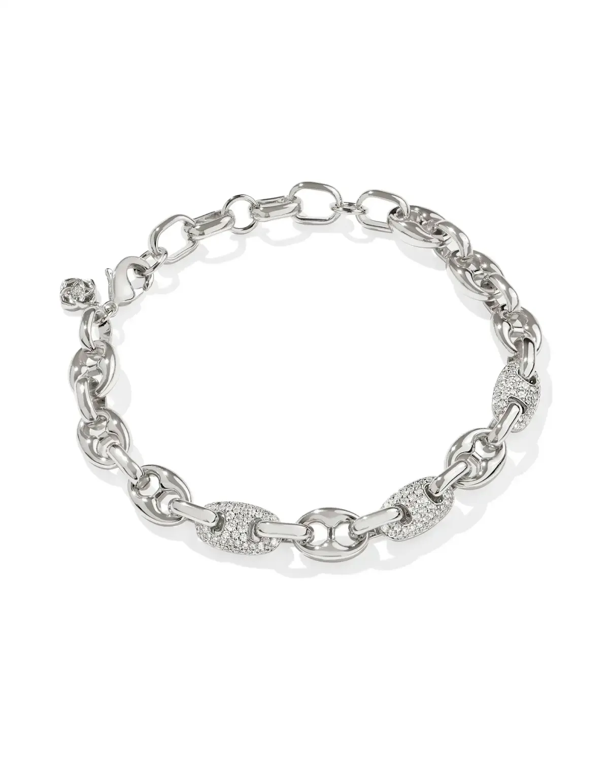 Bailey Pave Chain Bracelet Rhodium White Crystal