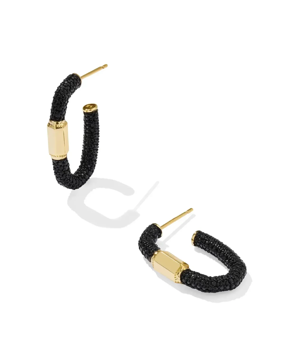 Emery Hoop Earrings Gold Black Crystal