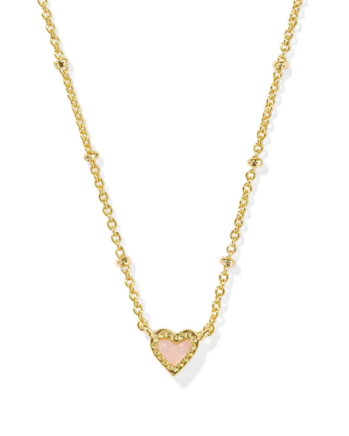 Mini Ari Heart Satellite Necklace Gold Rose Quartz