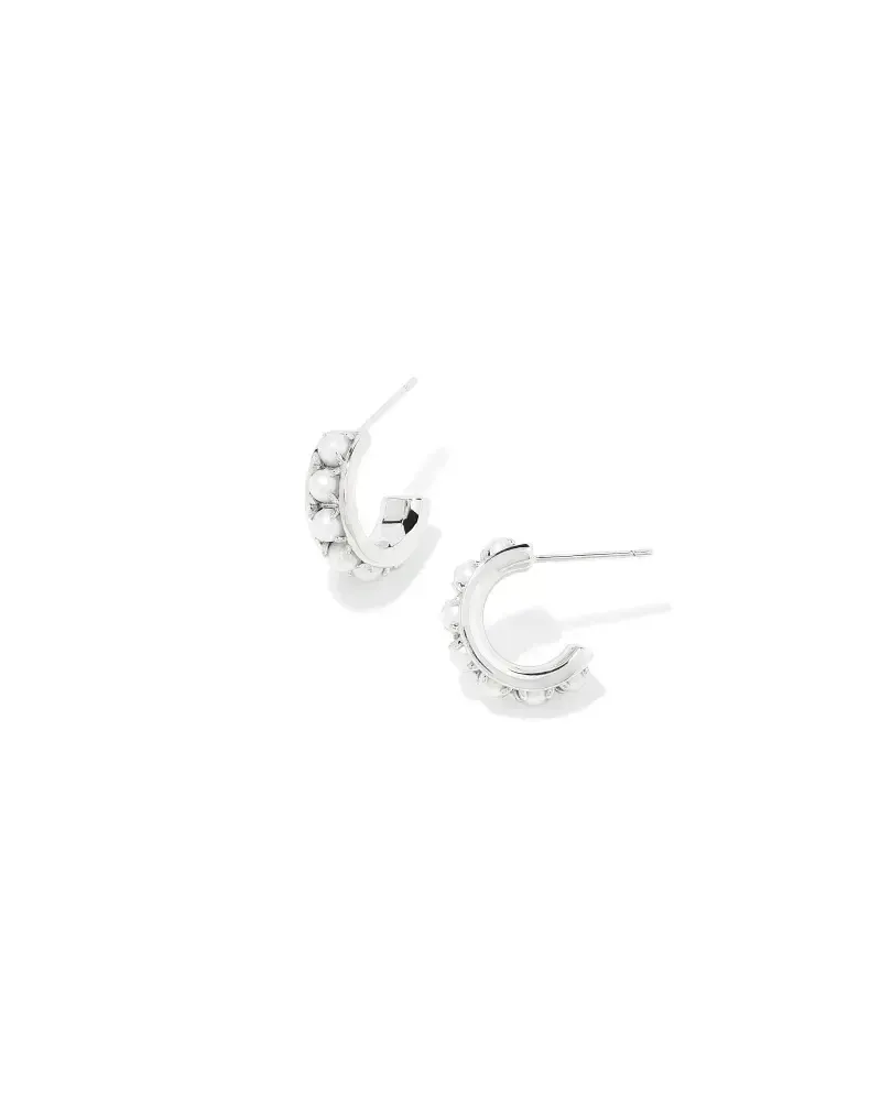 Krista Huggie Earring Rhodium White Pearl