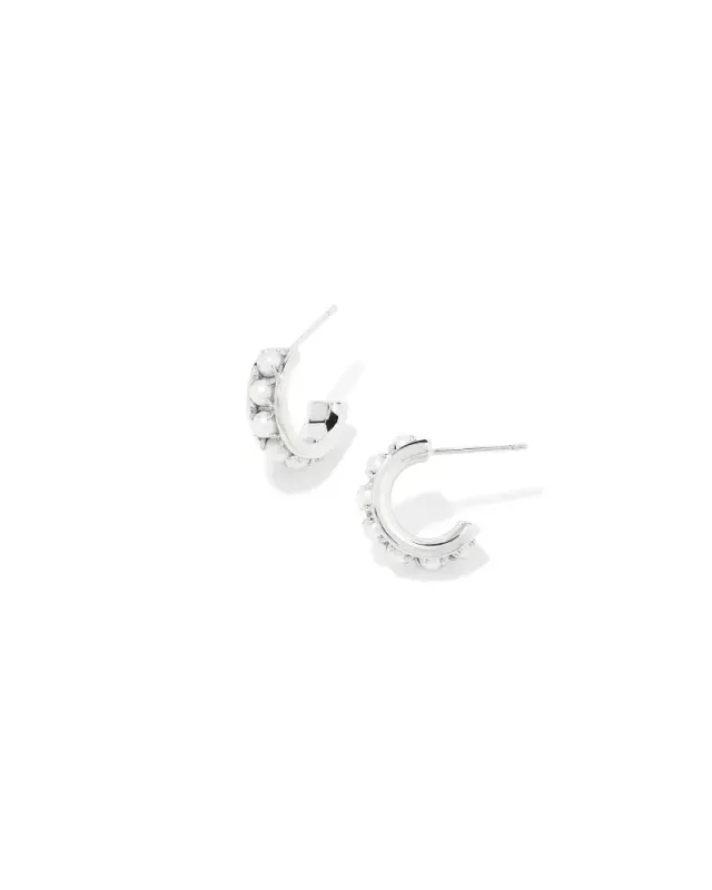 Krista Huggie Earring Rhodium White Pearl