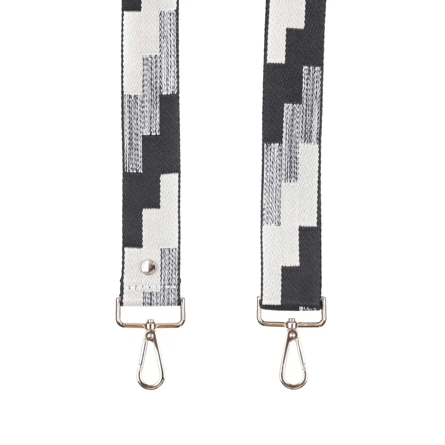 Pom Pom Strap Black and Stone Geometric