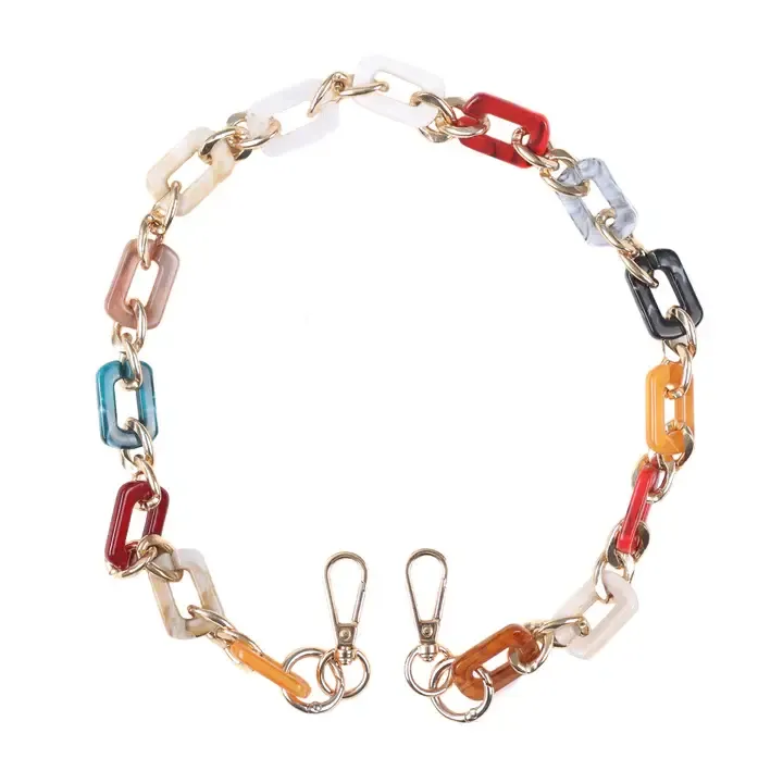 Pom Pom Strap Gold Chain Marble Link 73cm