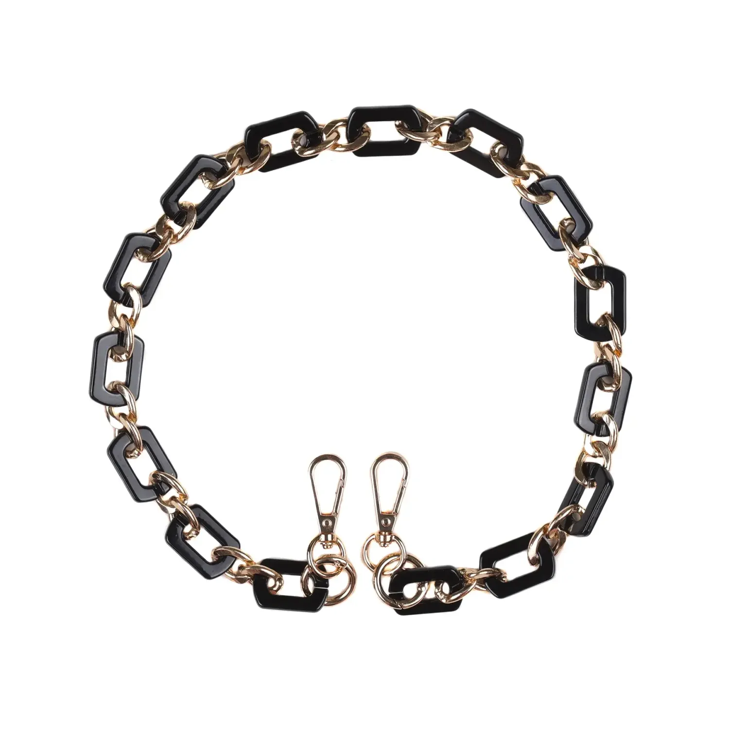 Pom Pom Strap Gold Chain Black Link 73cm