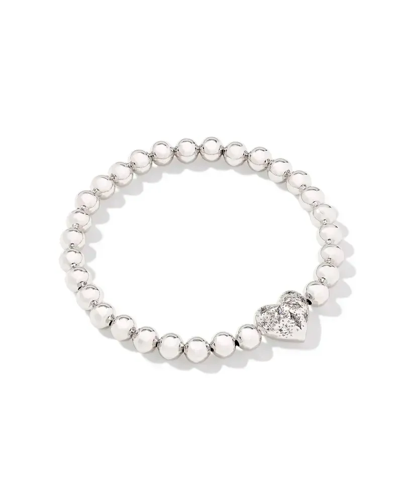 Holland Heart Stretch Bracelet Rhodium White Crystal