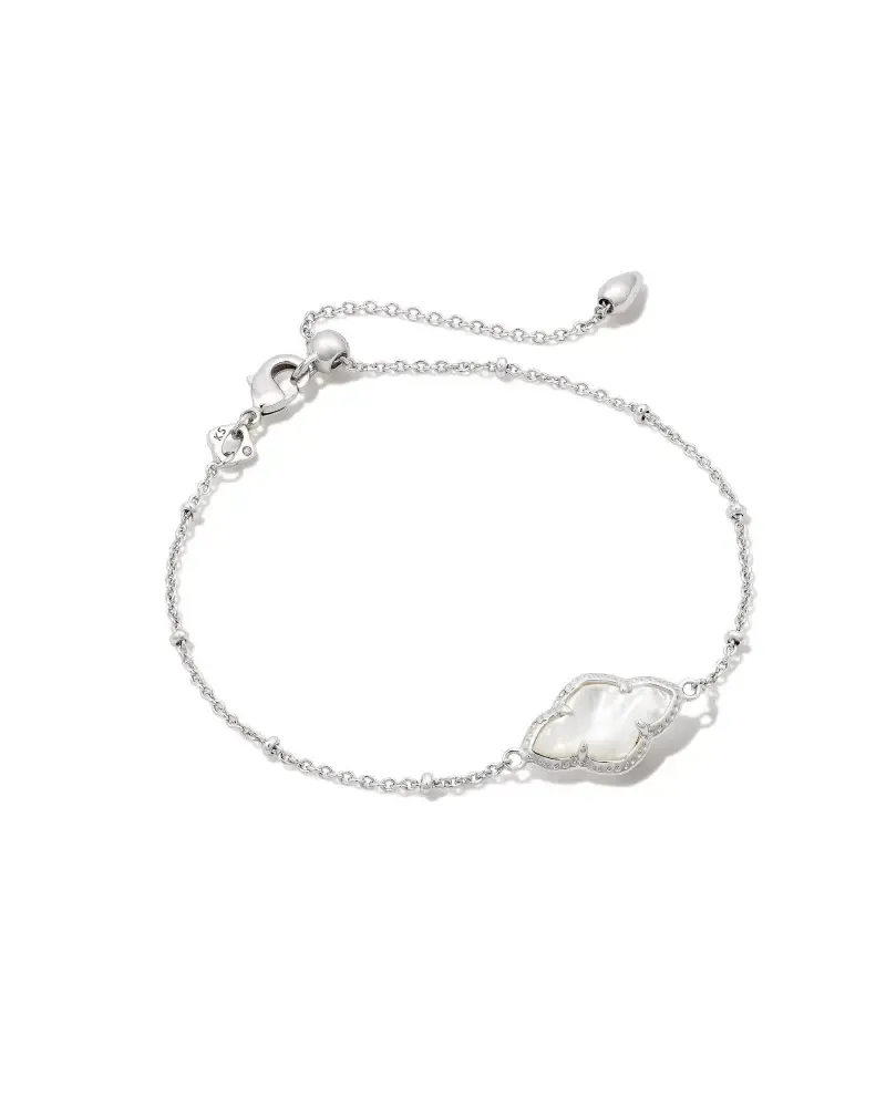 Abbie Satellite Chain Bracelet Rhodium Ivory MOP