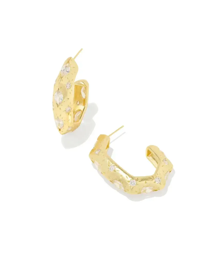 Holland Hoop Earring Gold White Crystal
